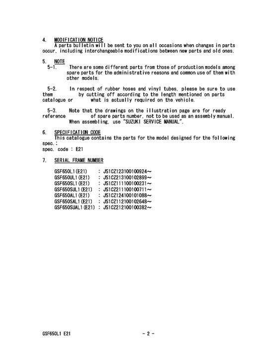 GSF650S Catalog preface