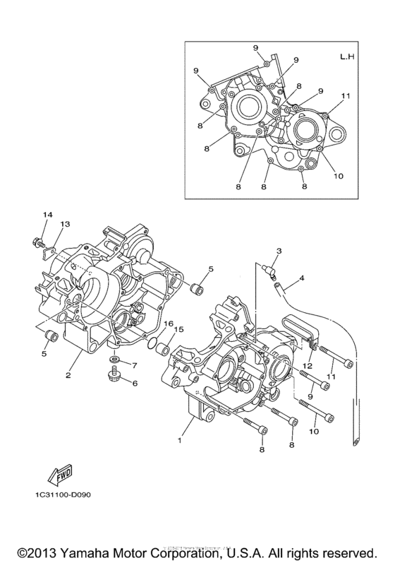 YZ125B1 Картер двигателя