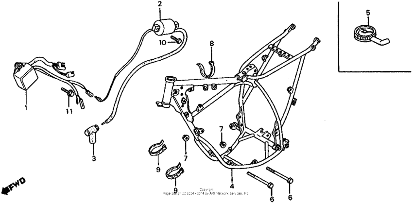 Frame + ignition coil 83