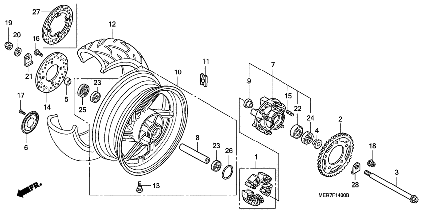 Rear wheel complete assy