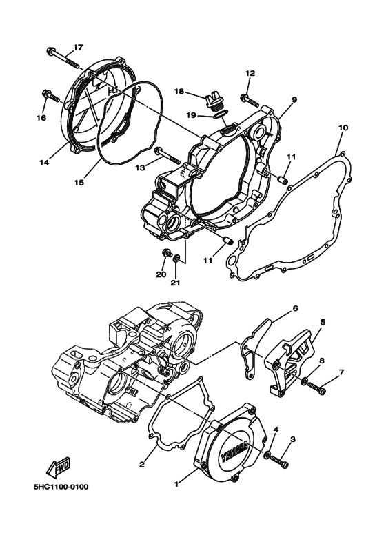 YZ250 Крышка картера двигателя