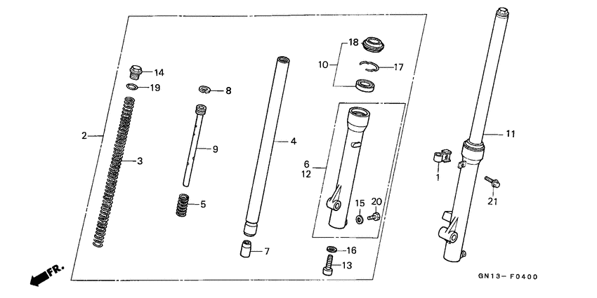 XR80R Вилка передней оси