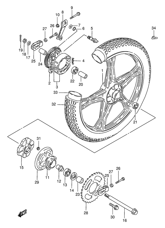 Rear wheel complete assy