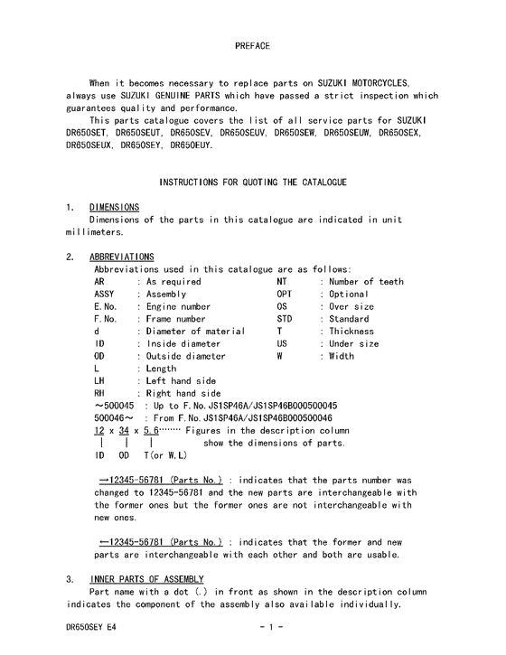 DR650 Catalog preface