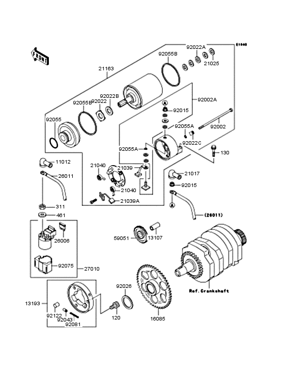 Starter motor/starter clutch