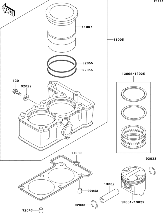EX250 Цилиндр и поршни