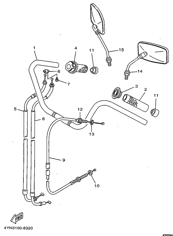 XV535 Steering handle. cable