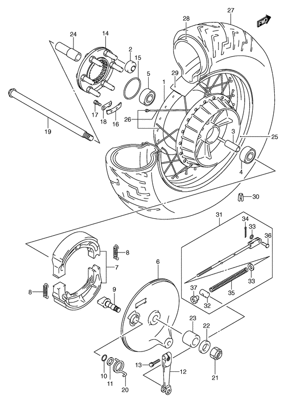 Rear wheel complete assy