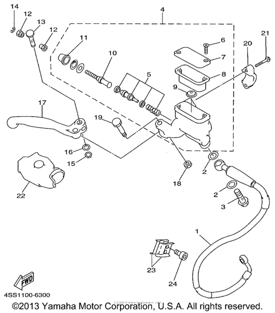 YZ125L1 Главный тормозной цилиндр