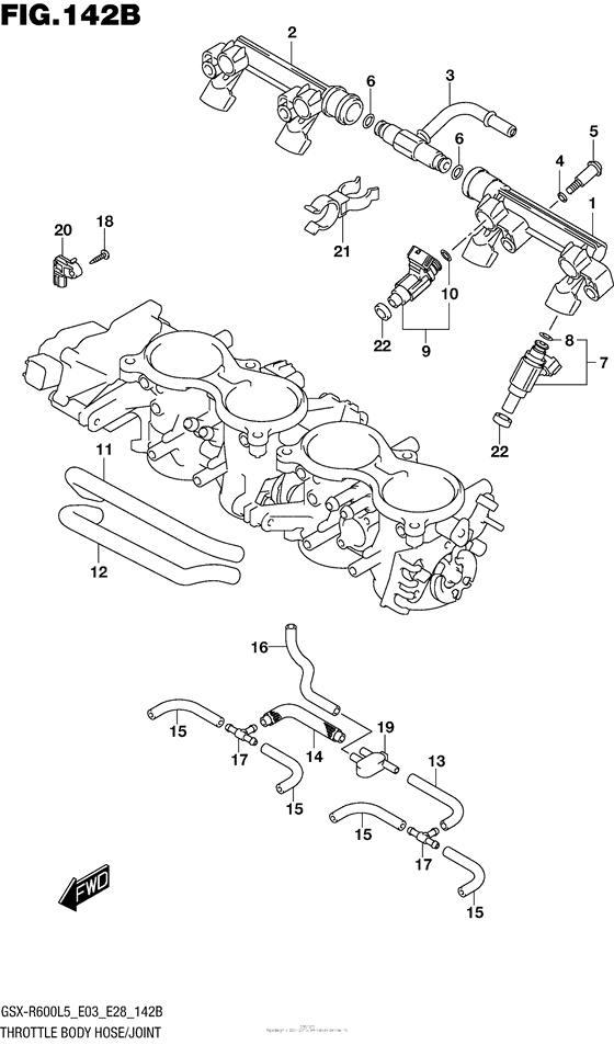 GSX-R600 Throttle Body Hose / joint (Gsx-R600L5 E28)