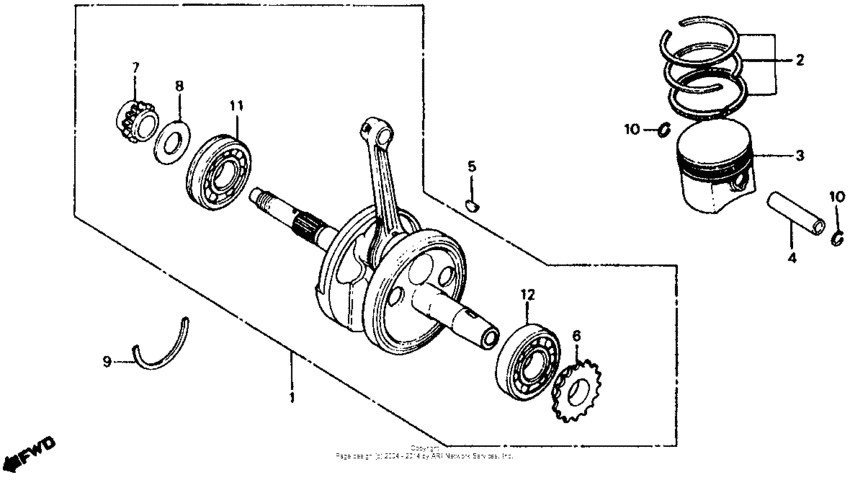 Crankshaft + piston 81-82