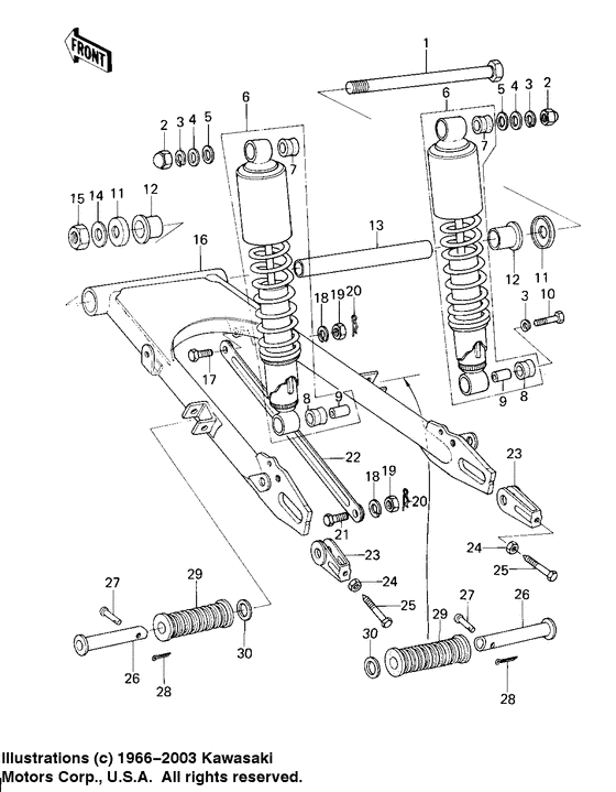 Swing arm/shock absorbers