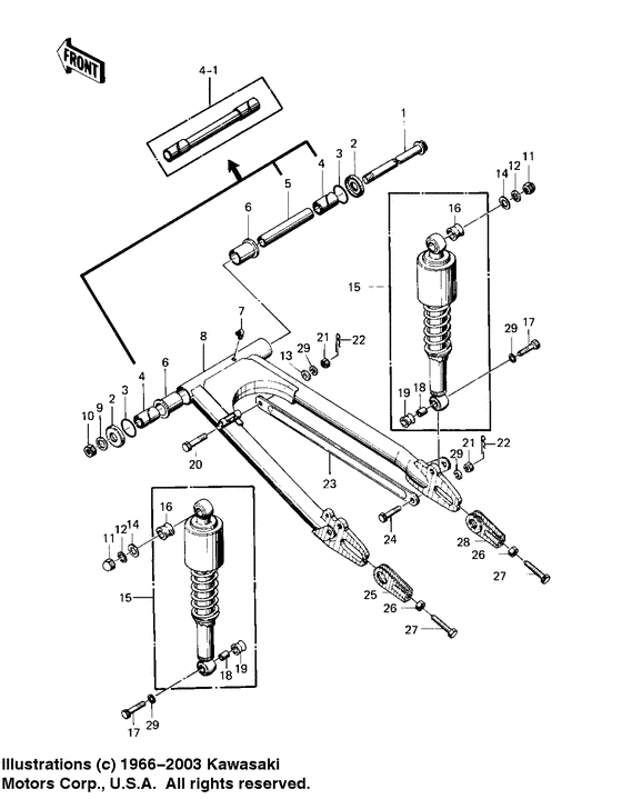 Swing arm/shock absorbers
