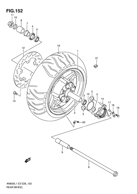 Rear wheel complete assy