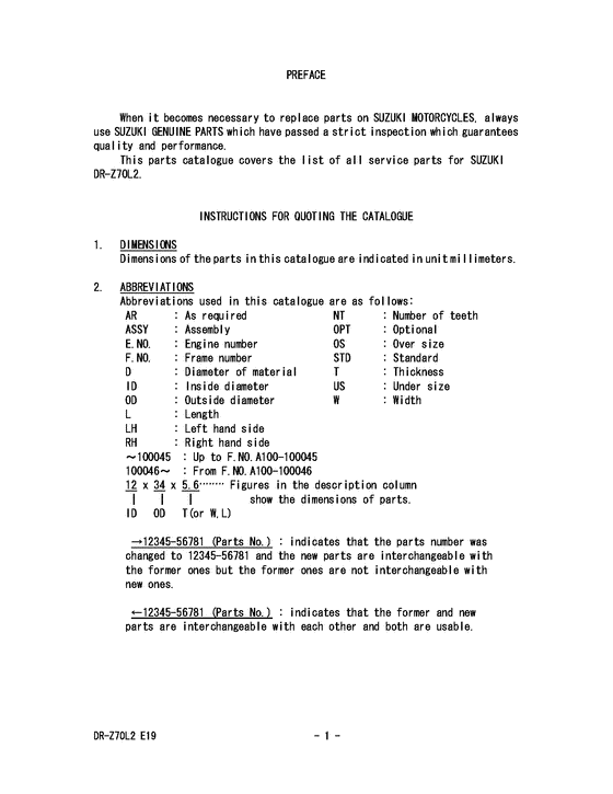 DR-Z70 Catalog preface