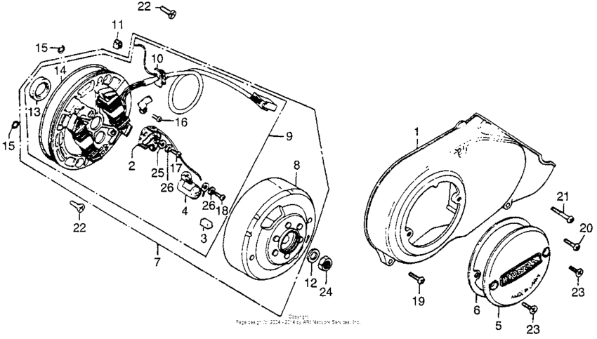 Left crankcase cover + alternator