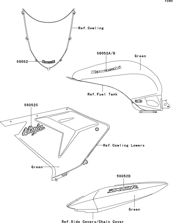 ZX1000 Decals(green)