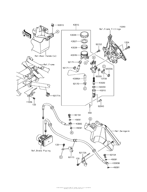 KLE650 Задний торм цилиндр