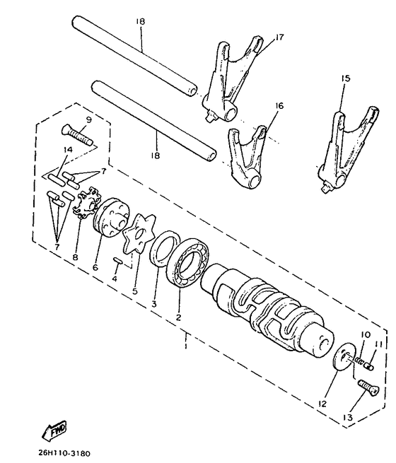 Shift cam. fork