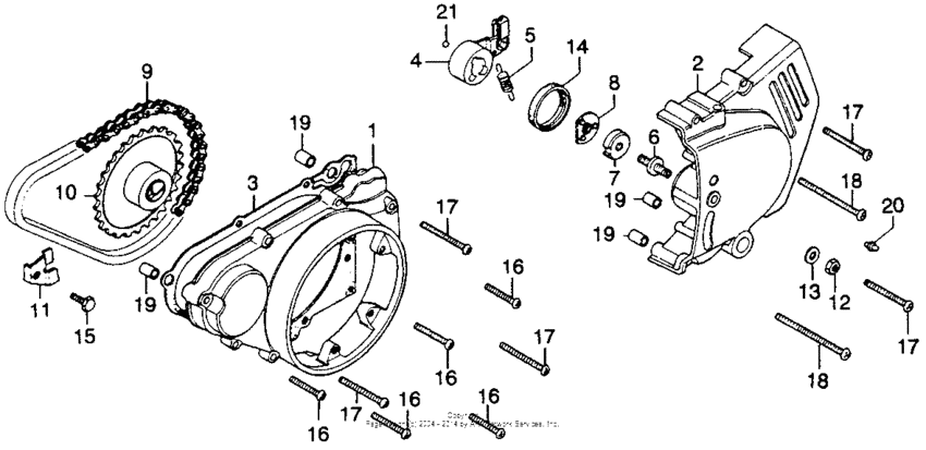 Left crankcase cover + starting chain