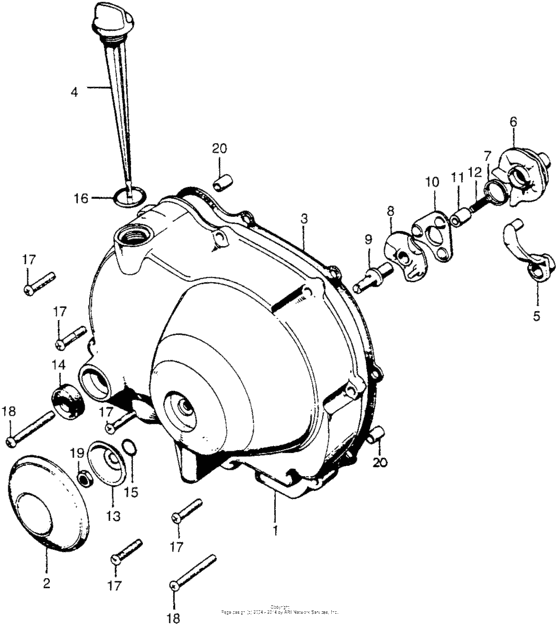 Right crankcase cover + clutch lifter