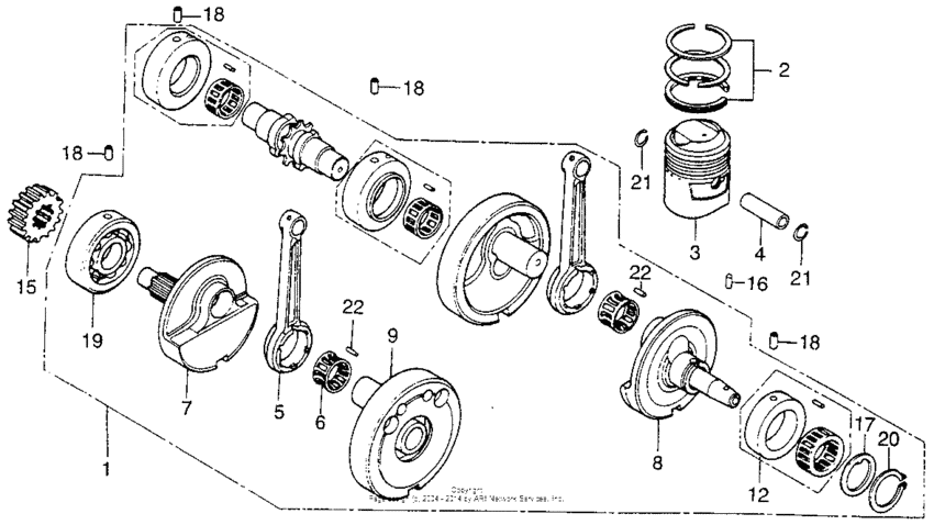 Piston + crankshaft