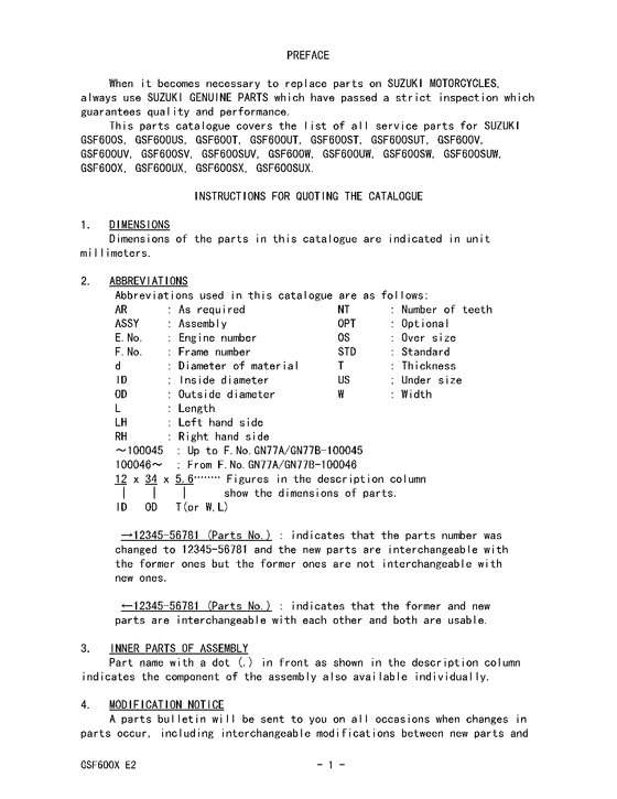 GSF600 Catalog preface