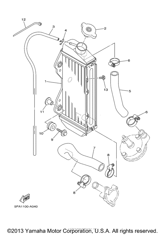 YZ85E Радиатор и Патрубки