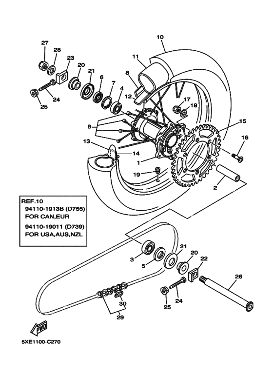 Rear wheel complete assy