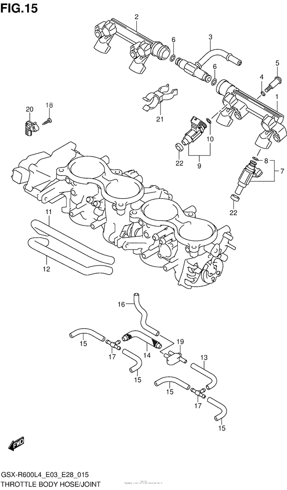 GSX-R600 Throttle Body Hose / joint (Gsx-R600L4 E28)