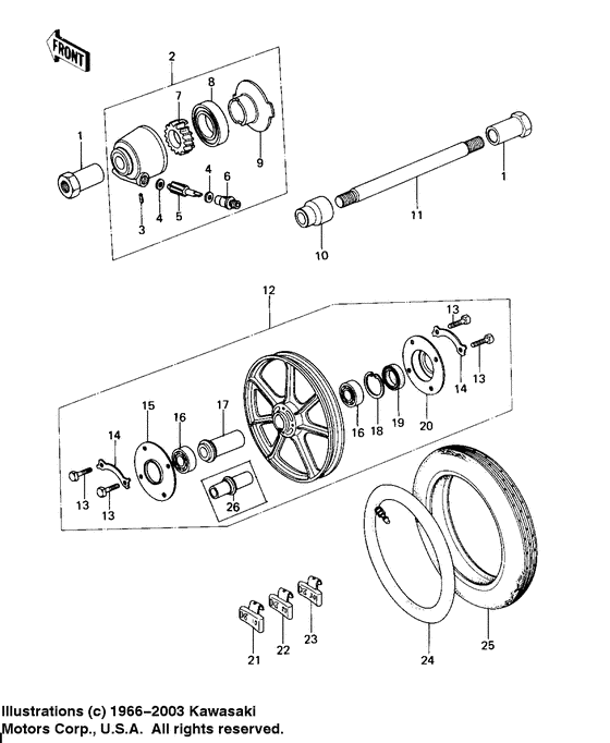 Front wheel/tire/hub