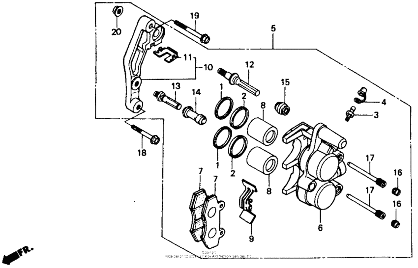 Fr. brake caliper 85-87