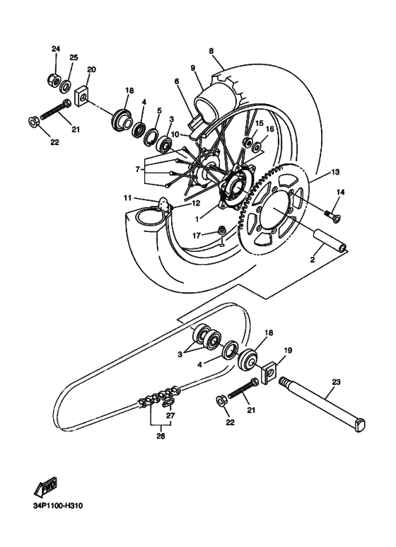 Rear wheel complete assy