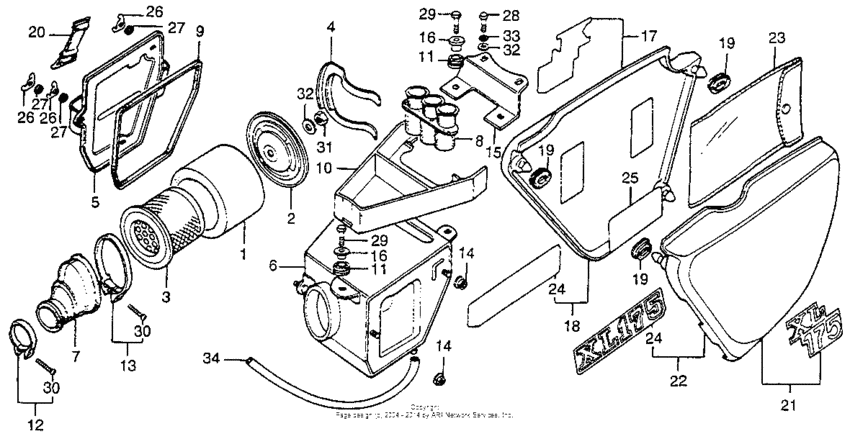 XL175 Air cleaner + side cover