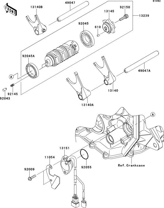 ZX600 Валы и вилки переключения передач