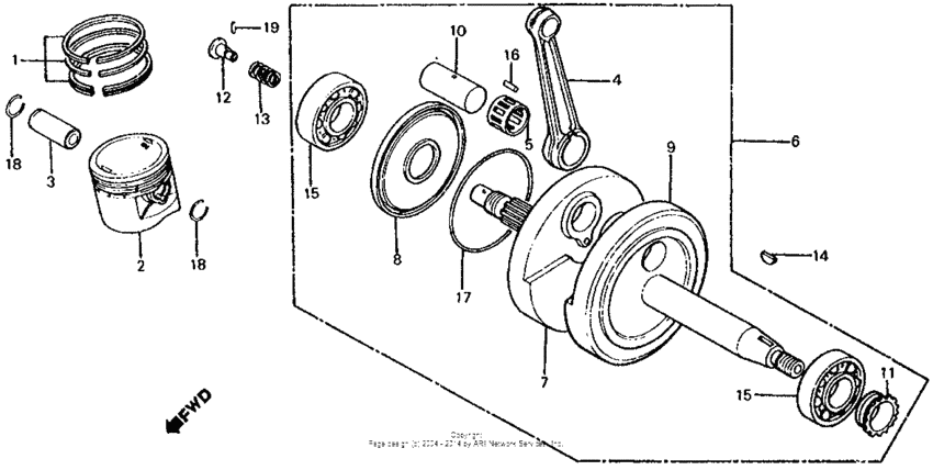 XL100S Коленчатый вал и поршни