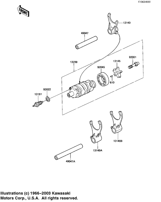 KZ250 Gear change drum forks