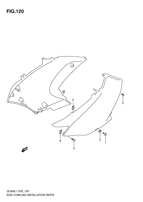 DL650 (ABS) Side cowling installation parts