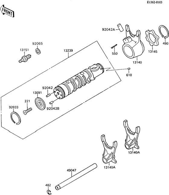 ZX600 Валы и вилки переключения передач