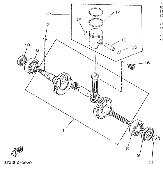 CW50R Коленчатый вал и поршни