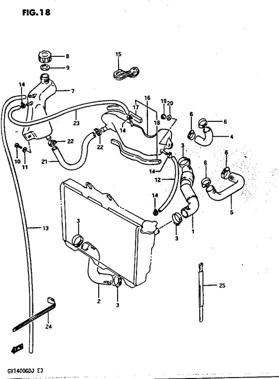 Radiator hose -reserve tank