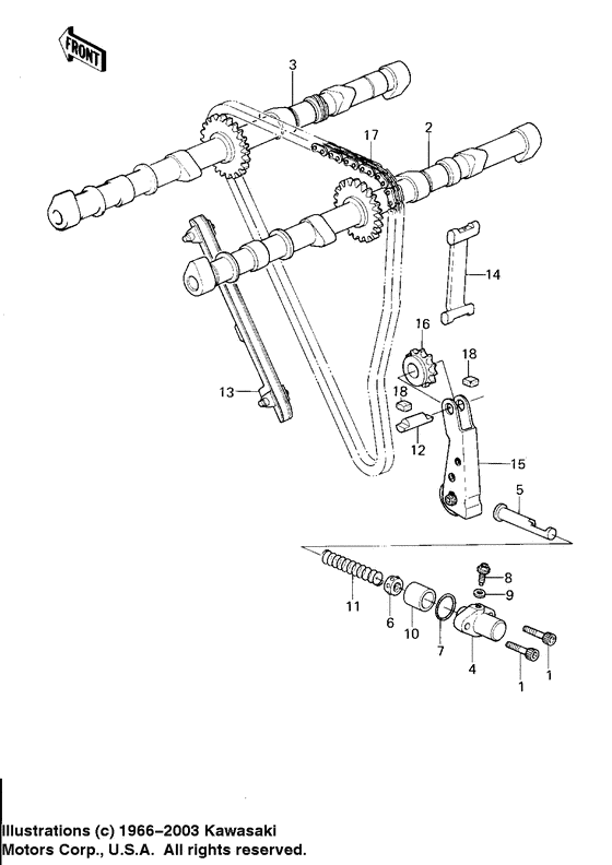 Camshafts/chain/tensioner