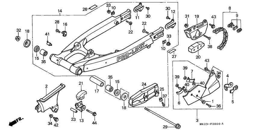 Rear fork/chain case