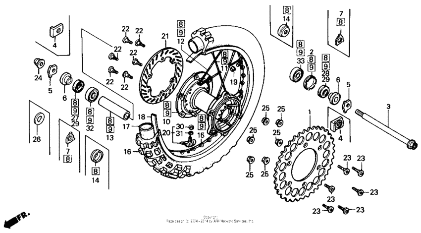 Rear wheel 87-89