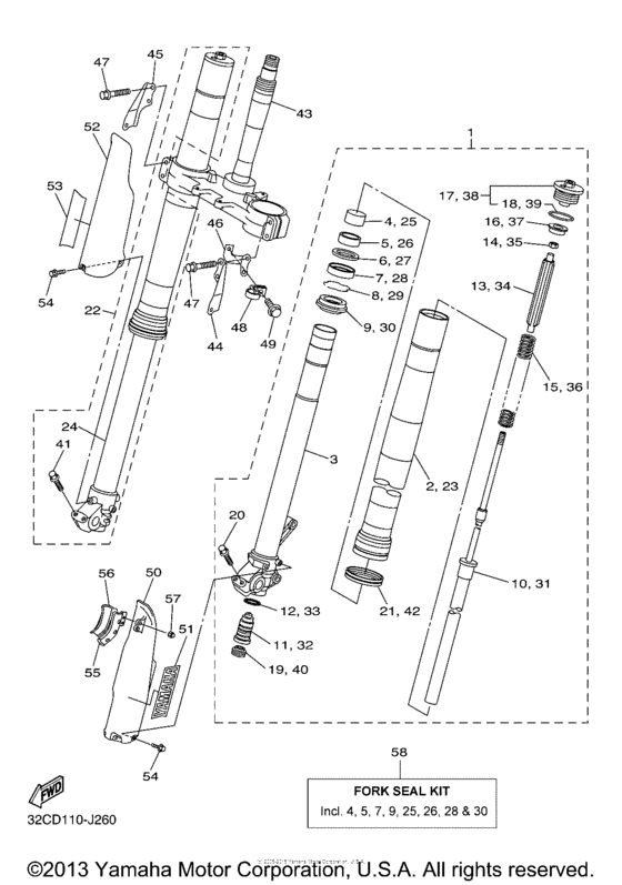 WR250R Передняя вилка