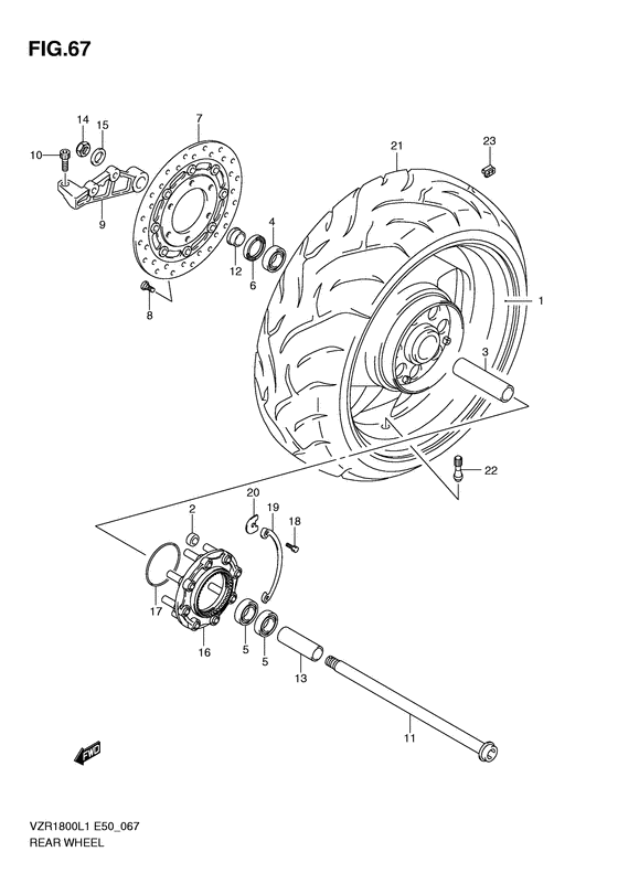 VZR1800 Rear wheel complete assy