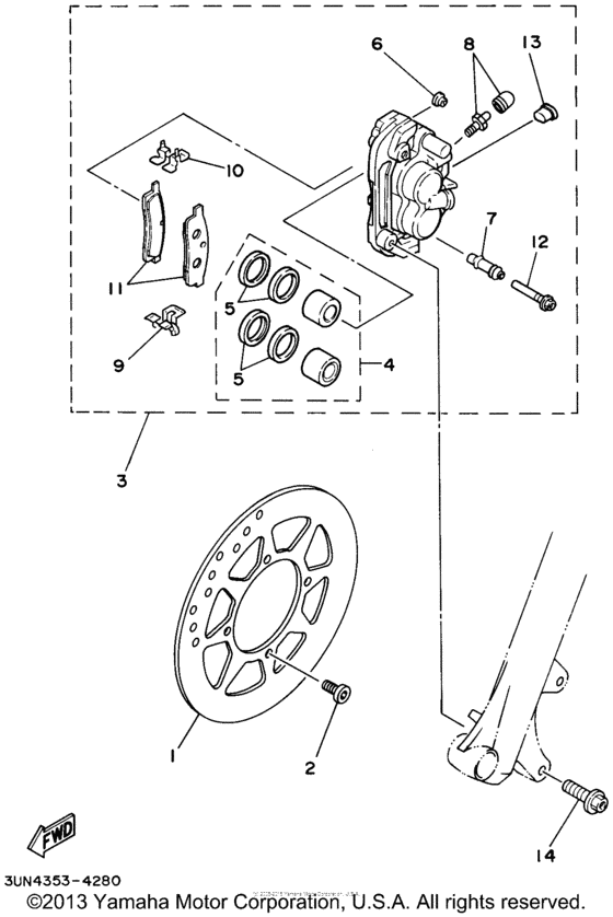 TTR125LP Передний суппорт