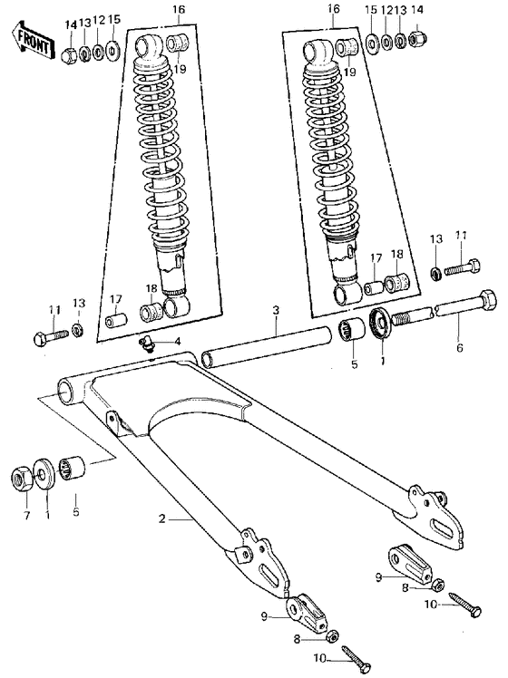 Swing arm/shock absorbers