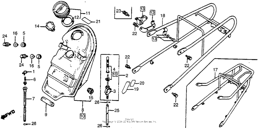 Fuel tank + rear carrier