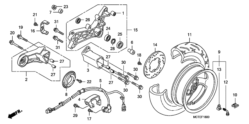 Rear wheel complete assy